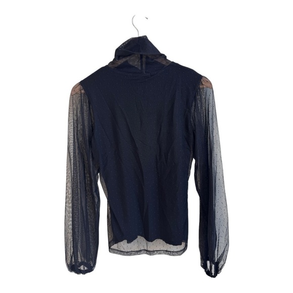 Sanctuary Midnight Hour Black Mock Neck Sheer Sleeve Swiss Dot Women Size S Mesh - Picture 3 of 12